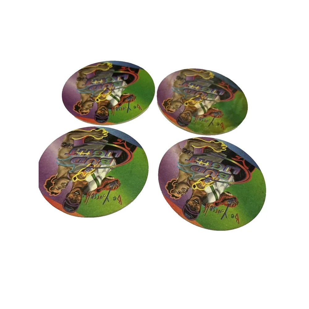 Bud Light Beer‎ Coasters Set of 4 Be Yourself Barware Drink Coasters
